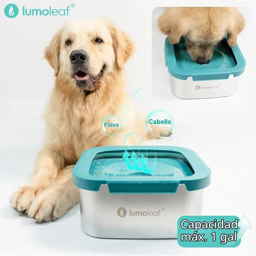 Vista 5 de LumoLeaf Cuenco de agua para perros de 1 galón sin derrames, de acero inoxidable, a prueba de salpicaduras, capacidad máxima, 4 litros, dispensador