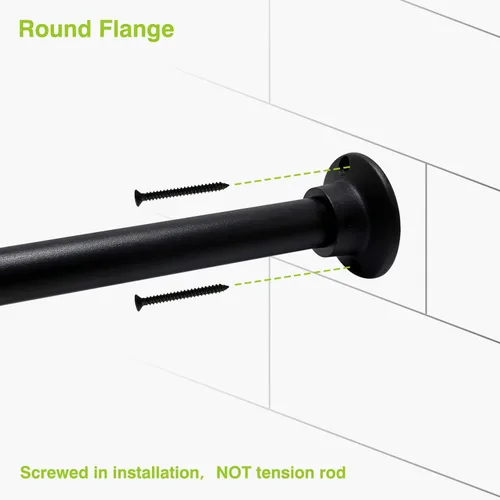 Vista 4 de Naiture - Barra de cortina de ducha recta de acero inoxidable de 36 pulgadas, acabado negro One-Piece Rod, Cut to Fit, Rustproof, Heavy-Duty Zinc