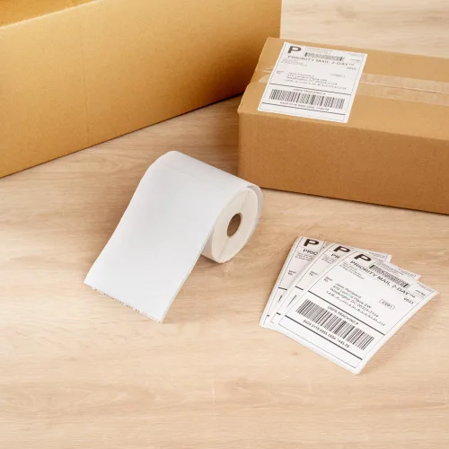 Vista 3 de Restaurantware Label Tek - Etiquetas térmicas directas de 6 x 4 pulgadas, 1 rollo de 250 etiquetas, etiquetas térmicas extraíbles de papel blanco
