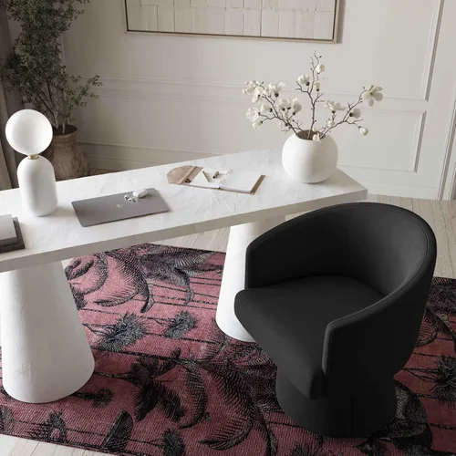 Vista 2 de Tov Furniture Kristen - Silla de escritorio con ruedas (chenilla reciclada, negro)