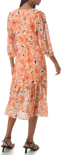 Vista 4 de Karl Lagerfeld Paris Vestido midi con volantes florales para mujer