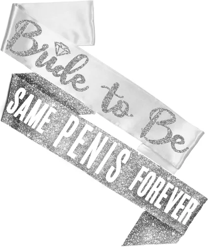 Vista 9 de Funny Bachelorette Party Sashes - BRIDAL GRADE SATIN Bride to Be Sash - Same Penisis Forever Decorations