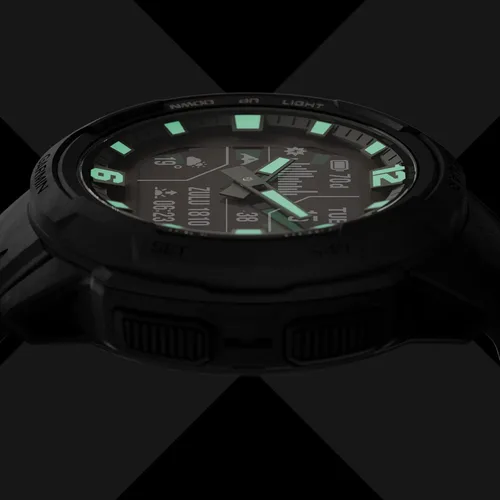 Vista 3 de Garmin Instinct Crossover Solar Tactical - Reloj inteligente híbrido resistente con manos analógicas y pantalla digital, caja de regalo con Negro