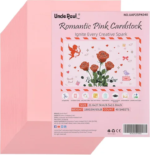 Vista 15 de Uncle Paul 40 hojas de cartulina rosa Bloming – 8.5 x 11 pulgadas de doble cara, papel de impresora de 65 libras, perfecto para álbumes de recortes