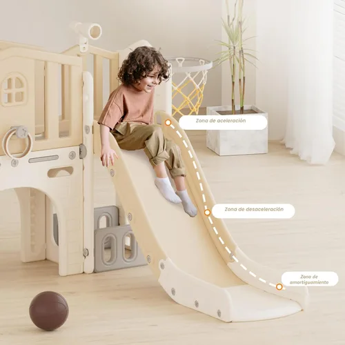 Vista 3 de YUFU Juego de tobogán 8 en 1 para niños pequeños, tobogán para niños de 1 a 3 años, juego de juego para niños pequeños con escalador, aro