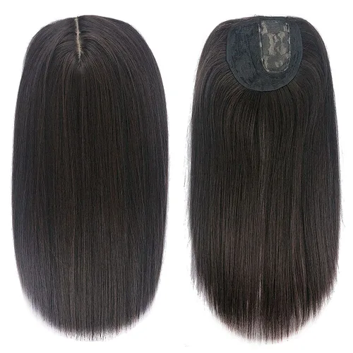 Vista 6 de YYDS Nature - Peluca de cabello sintético de mezcla recta, 18 pulgadas, con base de encaje, con clip, peluca de cabeza completa