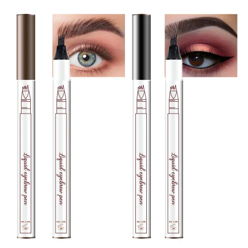 Vista 12 de Lápiz de tinta para cejas de Brow Stylist - Micro lápiz para cejas de 4 puntas con juego de elevación y agarre, con 3 plantillas para cejas