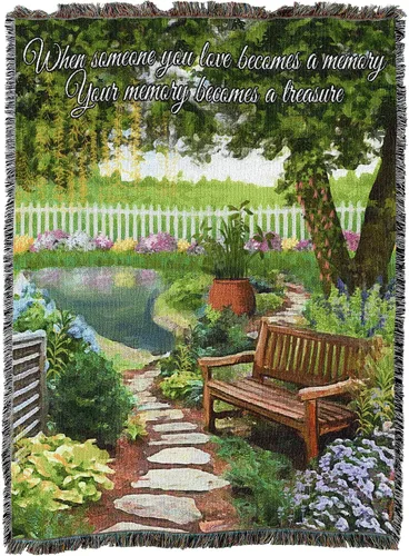 Vista 28 de Pure Country Weavers Manta con texto en inglés "I Am The Gentle Breeze Upon Your Face" con diseño de flores, para regalo de duelo y condolencia
