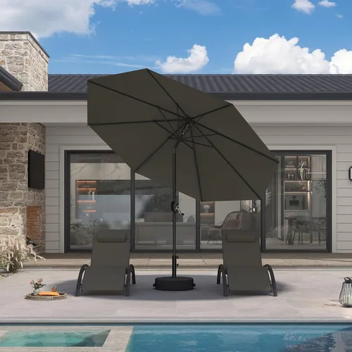 Vista 13 de PURPLE LEAF Sombrilla LED para patio y piscina, 5 x 8 pies, con base para Beige