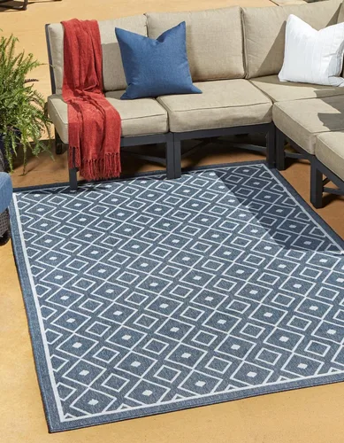 Vista 47 de Unique Loom Outdoor Trellis Collection - Alfombra de área Kafes (2 x 6 pies 1 pulgada, gris/marfil)