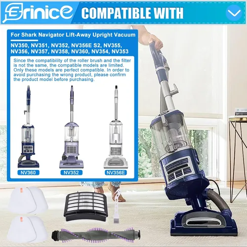 Vista 2 de Kit de rodillo de cepillo de filtro para Shark Navigator Lift Away Vacuum NV350 NV351 NV352 NV355 NV356 NV356E NV357 NV358 NV360 UV440 piezas
