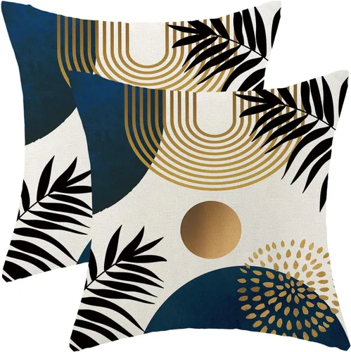 Vista 15 de Fundas de cojín en blanco y negro 16x16 Juego de 2 Fundas de cojín geométricas abstractas de arte moderno de línea Modernas estilo minimalista