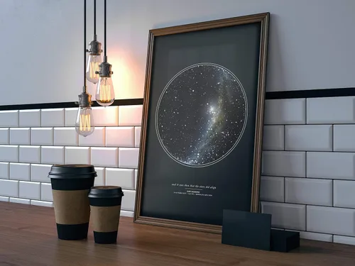 Vista 2 de Custom Personalized Night Sky Star Map Poster, Unframed Print with Black Background