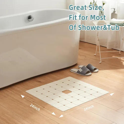 Vista 6 de Alfombra de ducha antideslizante de silicona suave e inodora, alfombra de bañera antideslizante sin ventosas para bañeras reacabadas, reglaseadas