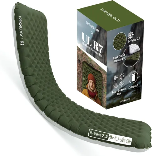 Vista 7 de TREKOLOGY Colchoneta de Dormir para Campamento – Ultraligera, Estera de Campamento de 4" de Grosor con Valor R de 7.2 para Todas las Estaciones