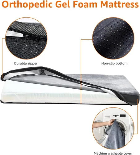 Vista 4 de Amazon Basics Cama para perros con espuma viscoelástica de gel refrescante, soporte de alivio de presión para perros de hasta 90 libras, parte