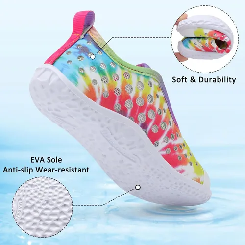 Vista 4 de Fires Zapatos de agua para niños y niñas, de secado rápido, transpirables, calcetines de agua descalzos para playa, natación, zapatos deportivos