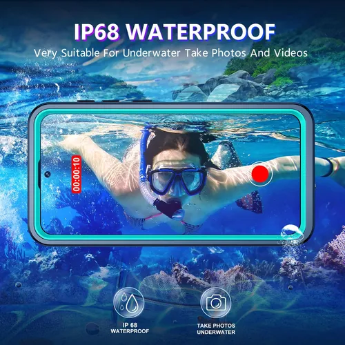 Vista 75 de Temdan - Funda impermeable diseñada para iPhone 12, protector de pantalla y cámara integrado IP68 bajo el agua, cuerpo completo, a prueba de caídas