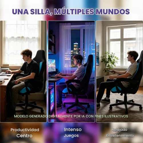 Vista 7 de Fundas para Sillas Gaming Solamente, Elásticas Suaves Gruesas de Malla Transpirable Resistentes a Rayones Funda de Asiento para Silla Gaming con 2