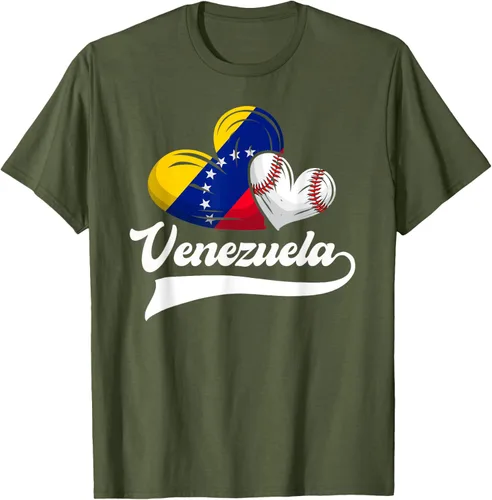 Vista 83 de Camiseta de béisbol venezolana con diseño de corazón y bandera de Venezuela, Negro
