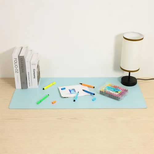 Vista 2 de Wolaile Tapete Secante de Escritorio de Cuero Sintético, Impermeable Antideslizante Tapete de Escritorio para Escribir para Niños, 36x17 pulgadas