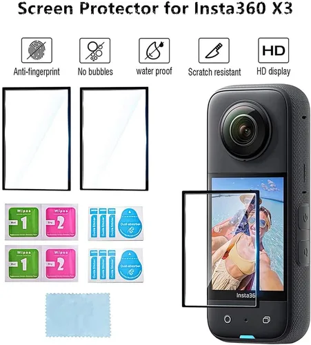 Vista 4 de Kit de accesorios 7 en 1 compatible con Insta360 X3 [funda de silicona para cámara] [cubierta protectora de lente] [película protectora de pantalla]