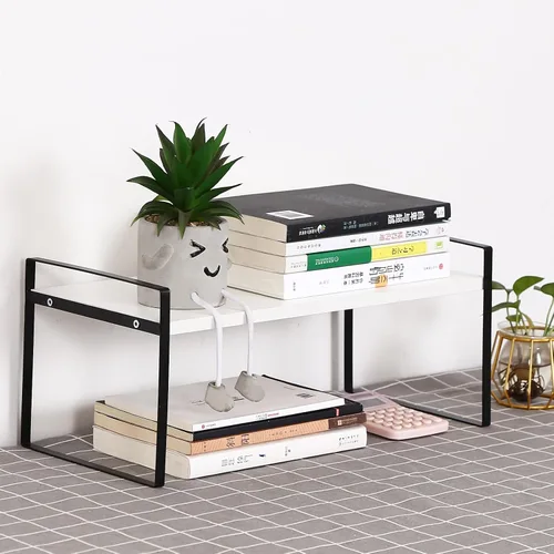 Vista 9 de YGYQZ - Organizador de escritorio de madera para oficina - Suministros de escritorio, lindo tocador, estante de almacenamiento y organización