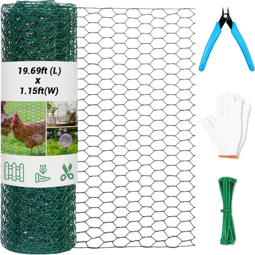 Vista 9 de Alambre de Gallinero para Arreglos Florales, 13.78 x 118 Pulgadas, Alambre de Gallinero Floral Galvanizado Ligero Hexagonal Verde para Jardín, Malla