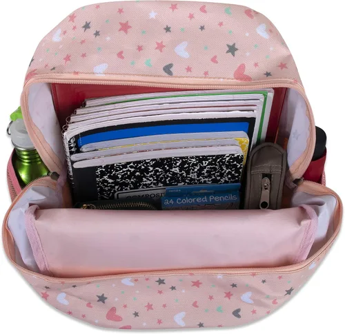 Vista 2 de Mochila para niña con apliques de peluche y bolsillos múltiples