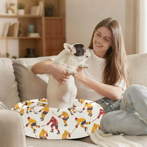 Vista 8 de Pet Dog Bed Removable & Washable Fluffy Kitten Beds for Extra Small Size Pets Sleeping XS Hockey Players Beige