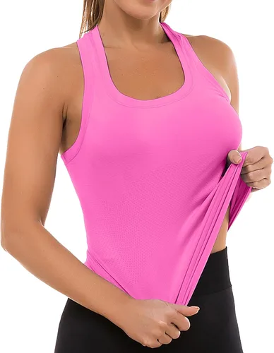 Vista 15 de MathCat - Camisetas sin mangas para mujer, básicas, sin costuras, para entrenamiento, yoga, atléticas, con espalda cruzada, deportivas, para correr