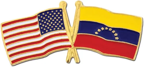 Vista 122 de PinMart Pin de solapa esmaltado con bandera de la amistad cruzada de Estados Unidos y el mundo