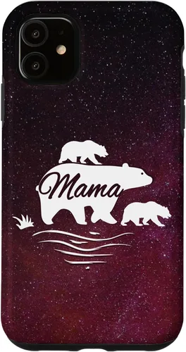 Vista 8 de Mama Bear with 2 Cubs Space Stars Galaxy Mama Bear Case for iPhone 17