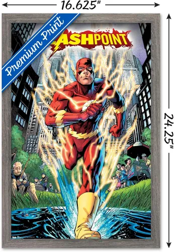 Vista 3 de Trends International DC Comics-The Flash-Flashpoint - Póster de pared, 14.725 x 22.375 pulgadas, versión enmarcada de madera de granero