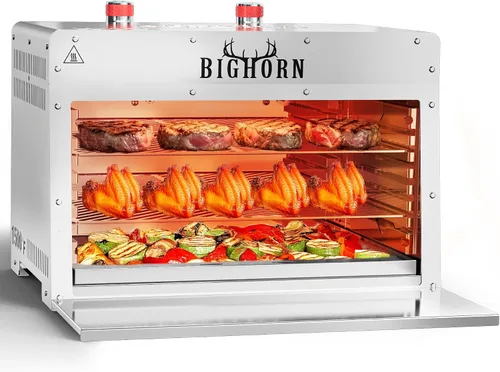 Vista 9 de BIG HORN OUTDOORS Parrilla de propano a gas infrarroja portátil, de acero inoxidable de 1500 grados, parrilla de mesa de cocción rápida para carne