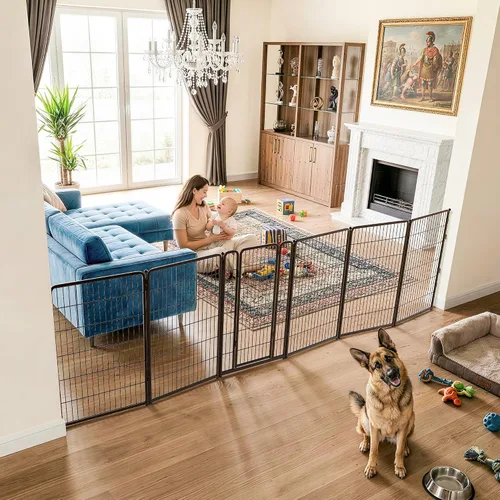 Vista 38 de FXW - Puerta para perro, extra ancha ajustable para aberturas de hasta 46 pulgadas, 24 pulgadas de alto Negro