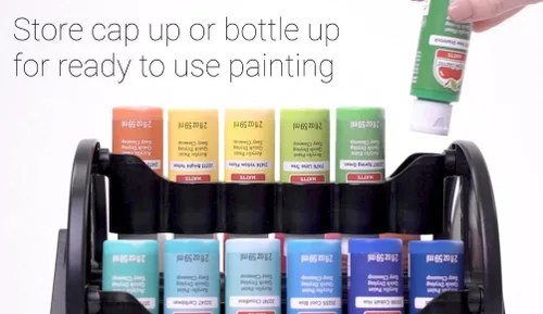 Vista 9 de Organizador rotacional Plaid para almacenamiento de pintura acrílica, contenedor de almacenamiento de pintura que guarda 24 botellas estándar de 2