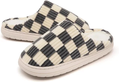 Vista 13 de Jaeynow Pantuflas mullidas para mujer en interiores, zapatos de casa unisex de espuma viscoelástica para hombre, zapatos de invierno cálidos