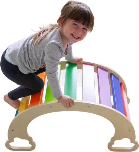 Vista 7 de Waldorf Rocker Board para niños pequeños, tabla de escalada y mecedora segura y no tóxica