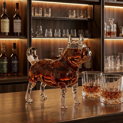 Vista 7 de French Bulldog & Pug - Decantador de whisky (16.9 fl oz) Jarra de vino, escocés y licor en forma de animal de primera calidad Utensilios de bar