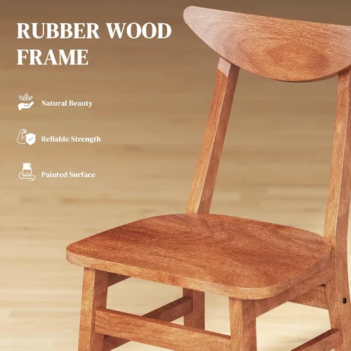 Vista 4 de HOMCOM Juego de mesa de comedor de madera maciza de 5 piezas para 4, mesa de cocina y sillas modernas de granja para espacios pequeños, comedor