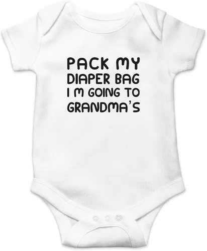 Vista 13 de CBTwear Pack My Diaper Bag, I'm Going To Grandma's House Baby Bodysuit - Linda ropa unisex para recién nacido