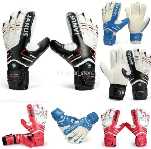 Vista 4 de Guantes de portero de fútbol profesional para niños y adultos y jóvenes con protección para los dedos, guantes de portero de fútbol de látex