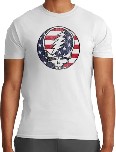 Vista 2 de Ripple Junction Grateful Dead Men's Short Sleeve T-Shirt Patriotic Steal Your Face 4th of July Stealie Officially Licensed