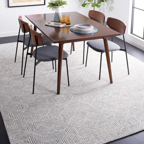 Vista 10 de SAFAVIEH Abstract Collection - Alfombra decorativa, 2 x 3 pies, azul y marfil, lana hecha a mano, ideal para zonas de alto tráfico en entrada, sala