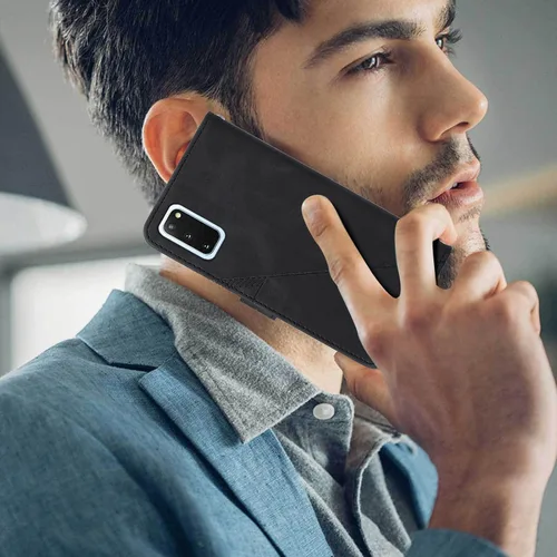 Vista 6 de Funda para Galaxy S20, ranuras para tarjetero, correa de muñeca, protección interior de TPU, soporte de piel sintética para Samsung S20 5G de 6.2