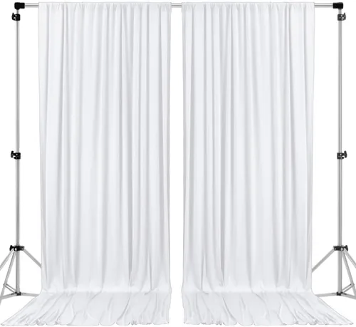 Vista 35 de AK TRADING CO. Cortinas de telón de fondo de poliéster beige de 10 x 10 pies con bolsillos para varillas - Cortinas para decoración de ventanas