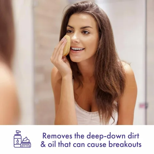 Vista 4 de Buf-Puf Esponja facial suave, desarrollada por dermatólogos, elimina la suciedad profunda y el maquillaje que causa brotes y puntos negros