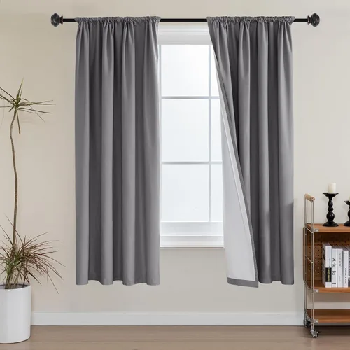 Vista 16 de H.VERSAILTEX Cortinas 100% de opacidad para cocina, con aislamiento térmico, cortinas opacas completas con forro blanco, cortinas de eficiencia
