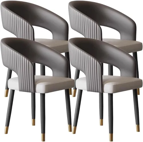 Vista 9 de YVYKFZD Mid Century Dining Chairs, Leather Kitchen Chairs Set, Dining Room Chair with Curved Backrest and Metal Legs, Upholstered Armchair Comfy